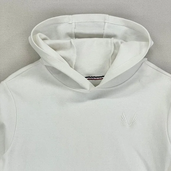 ASRV Hoodie Mens Large White Longline Terry Pullover Gym Athletic Slim-Fit - Picture 2 of 12
